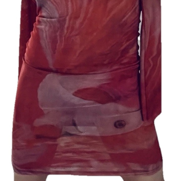 RAMONA LaRUE by Arianne NWT Adele FIGHTER FISH Print Tattoo Mesh DRESS XS / S - Picture 14 of 16